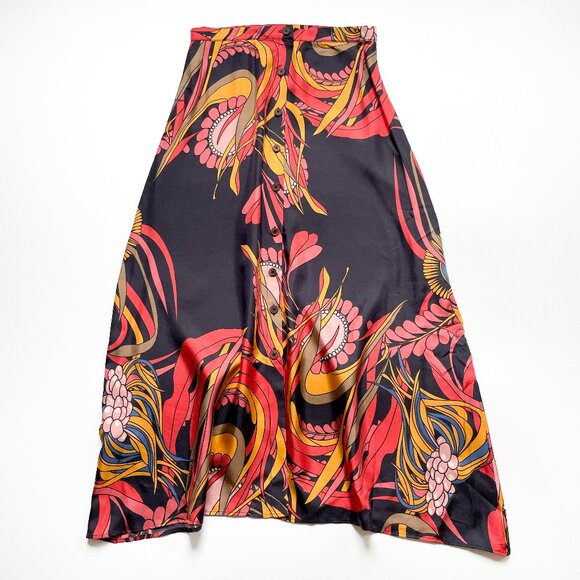 La Prestic Ouiston Silk Skirt Button Front Size 2 - Picture 1 of 10
